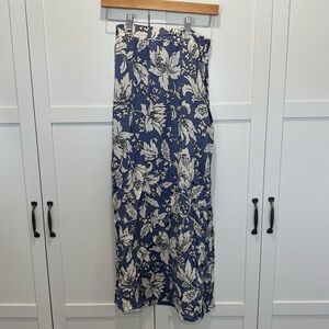 LOFT Blue and White Floral Maxi Skirt